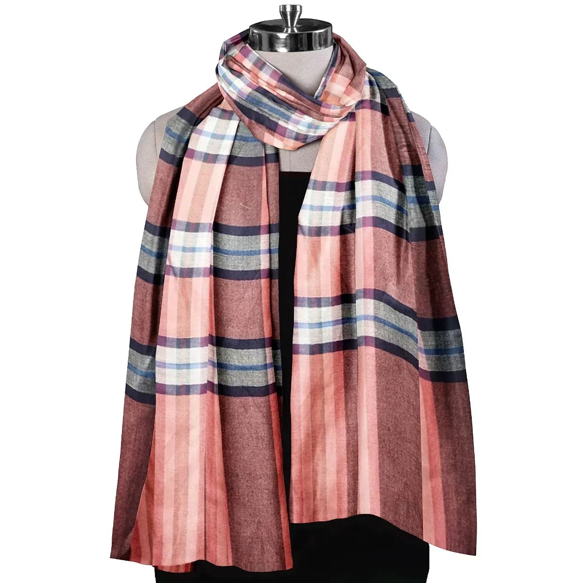 The Amritsar Store , Multicolor Bamboo Silk Scarf, Soft & Fine Quality with Check Pattern All Season - The Amritsar Store