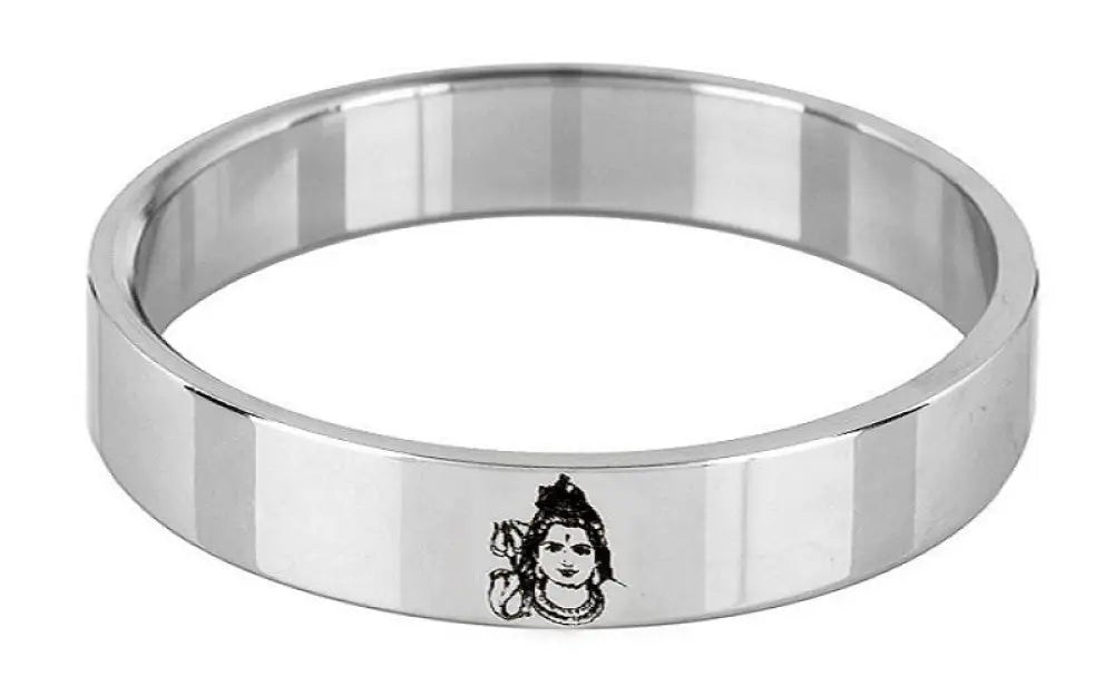 Lord Shiva Vedic Mantra engraved 12mm thick heavy stainless steel kada by The Amritsar Store with detailed sacred design on steel band