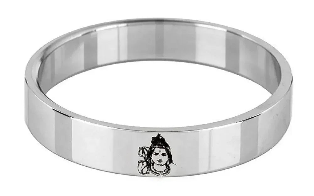 Lord Shiva & Vedic Mantra 12 mm Thick Photo on Steel Heavy Kada by The Amritsar Store - The Amritsar Store