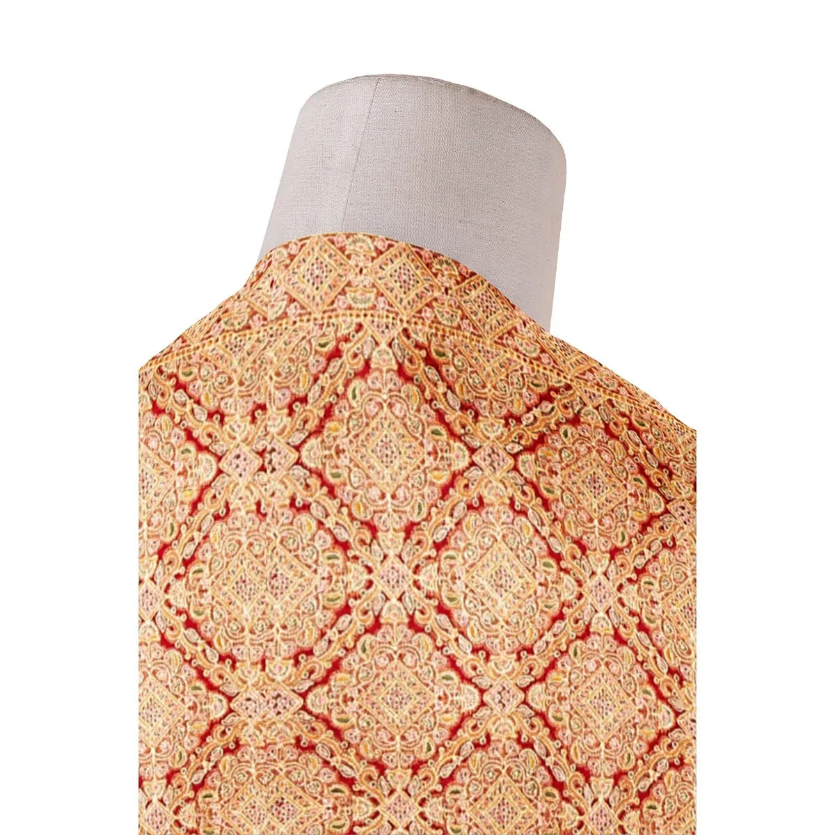 Women's Red Shawl with Full Heavy Jaal Embroidery | The Amritsar Store - The Amritsar Store