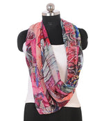 Contemporary art print scarf for women by The Amritsar Store, modern abstract design, lightweight soft fabric fashion wrap for all seasons.