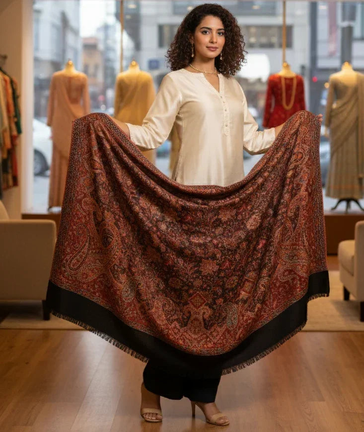 The Amritsar Store Evergreen Elegance: Kashmiri Kani Jamawar Shawl for Women - The Amritsar Store