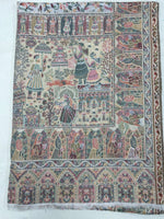 Royal Heritage stole by The Amritsar Store featuring intricate Mughal Darbar scenes with detailed floral jaal weave in rich traditional tones