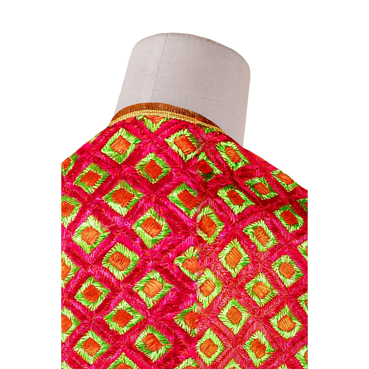 The Amritsar Store Phulkari dupatta with traditional hand embroidery in vibrant Punjabi floral motifs