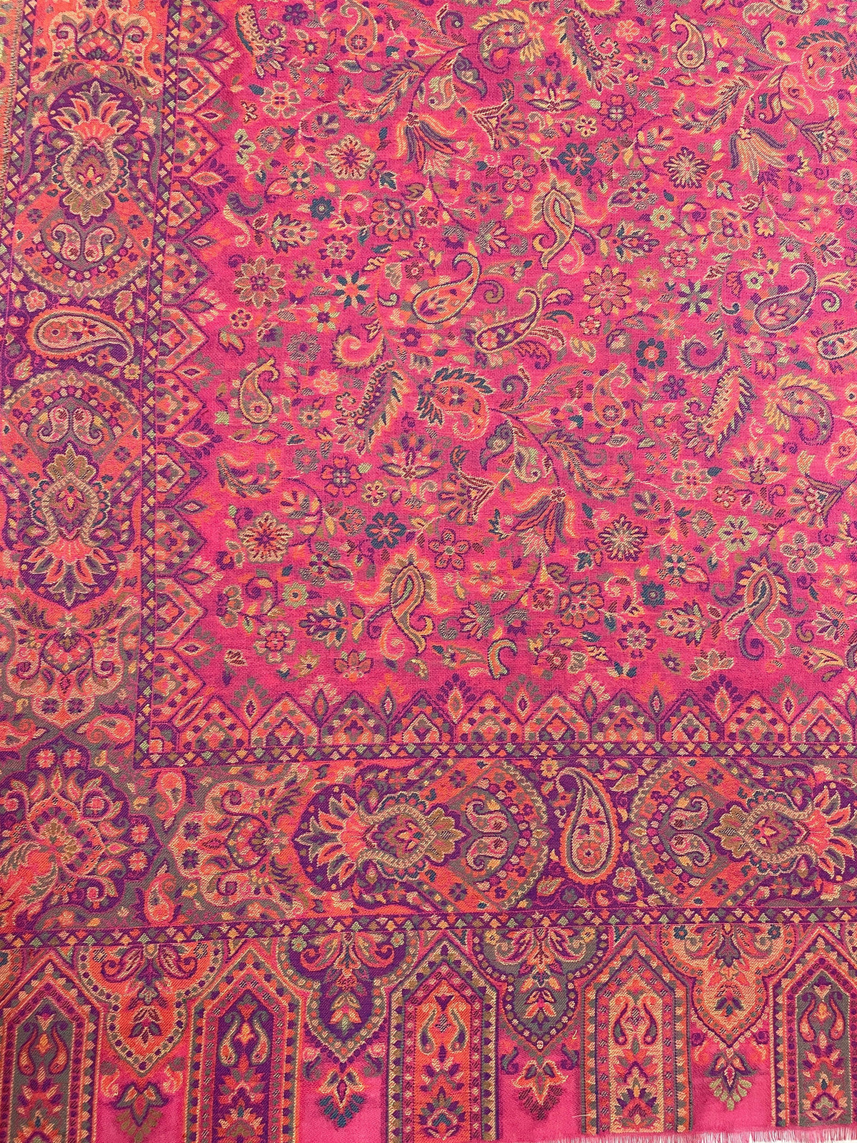 Women's Magenta Kashmiri Jaal Shawl – Multicolor Paisley & Floral Weave | The Amritsar Store - The Amritsar Store