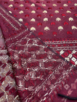 Phulkari Dupatta – Hand Embroidered Maroon Dupatta for Women | The Amritsar Store - The Amritsar Store