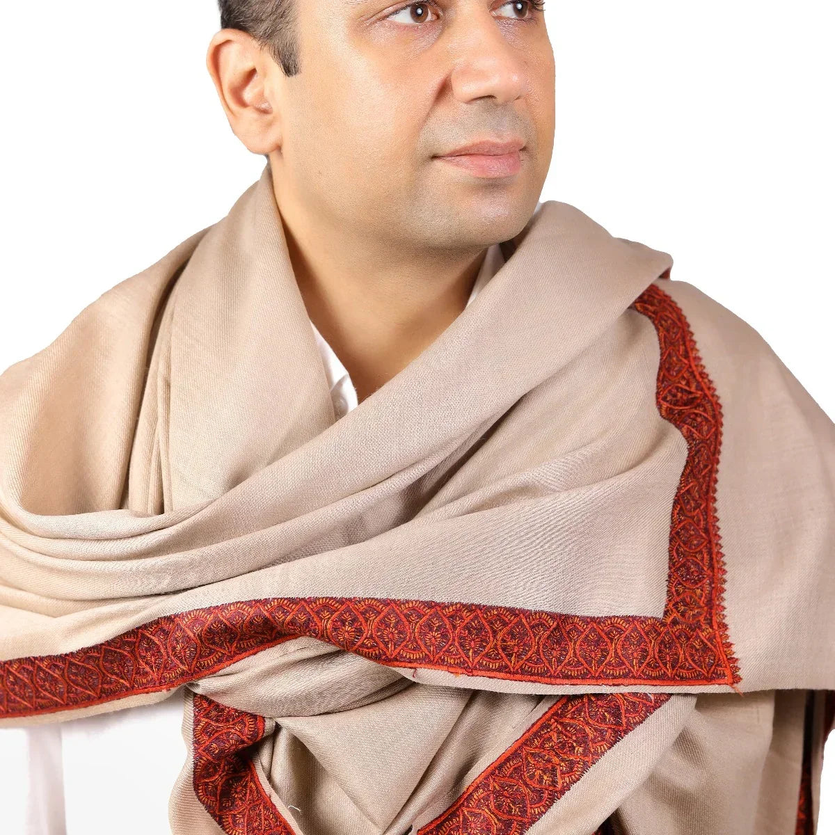 meditation shawl with four side kashmiri Needle Embroidery, Light Weight Shawl, Soft Wool Shawl, Pashmina Shawl, Large Blanket Shawl - The Amritsar Store