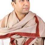 Meditation Shawl With Four Side Kashmiri Needle Embroidery, Light Weight Shawl, Soft Wool Shawl, Pashmina Shawl, Large Blanket Scarf. Unisex - The Amritsar Store