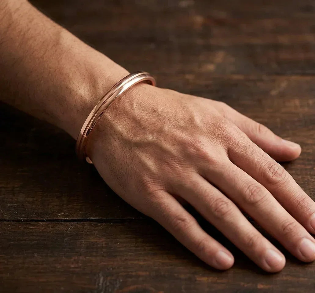 Mens Copper Kada (1 Line designer) 6 mm thickness by The Amritsar Store - The Amritsar Store