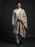 "The Amritsar Store Men's Fine Wool Kani Shawl with Intricate Paisley Pattern – Soft and Luxurious Winter Wear"