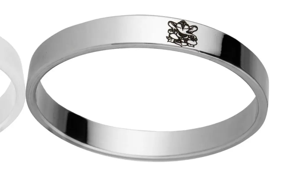Metallic stainless steel personalised kada for men with photo engraving and Lord Ganesh mantra, 12mm thick by The Amritsar Store