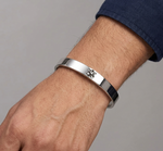 Metallic stainless steel personalised kada for men with photo engraving and Lord Ganesh mantra, 12mm thick by The Amritsar Store