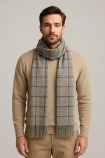 "Modern Grey Checkered Scarf, Lightweight and Stylish Winter Wrap for Men and Women by The Amritsar Store"