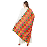 Multicolor Handmade Silk Embroidery Thread Stone & Mirror Work Phulkari Duaptta By The Amritsar Store - The Amritsar Store
