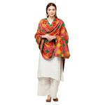 Multicolor Handmade Silk Embroidery Thread Stone & Mirror Work Phulkari Duaptta By The Amritsar Store - The Amritsar Store