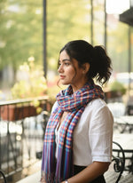 The Amritsar Store, Multicolor Bamboo Silk Scarf, Soft & Fine Quality with Check Pattern All Season - The Amritsar Store