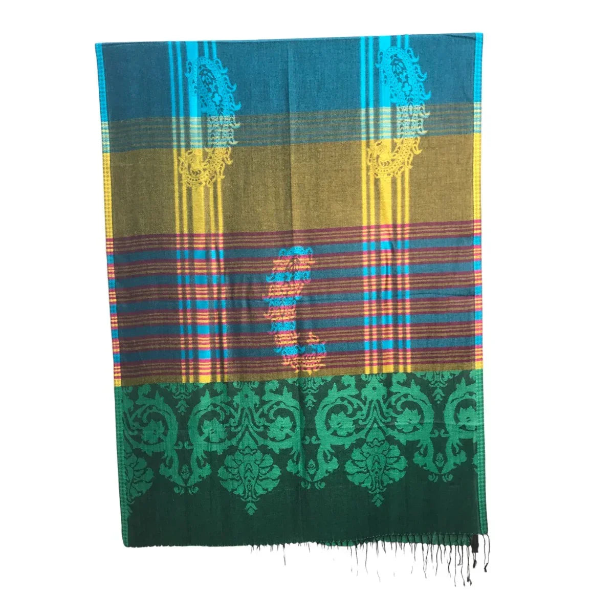 The Amritsar Store ,Multicolor Bamboo Silk Scarf, Soft & Fine Quality with Stripes Pattern - The Amritsar Store