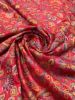 Majestic Peacock Garden Jaal shawl by The Amritsar Store featuring an intricate multicolor woven floral and peacock pattern.