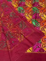 Hand embroidered Phulkari Bagh mirror work dupatta for women by The Amritsar Store featuring traditional Punjabi embroidery and mirror detailing