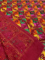 Hand embroidered Punjabi Phulkari Bagh dupatta with mirror work for women by The Amritsar Store featuring traditional ethnic craftsmanship