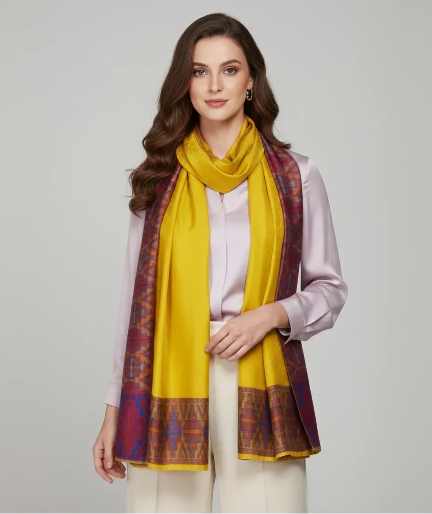 The Amritsar Store ,Multicolor Bamboo Silk Scarf, Soft & Fine Quality with Stripes Pattern - The Amritsar Store