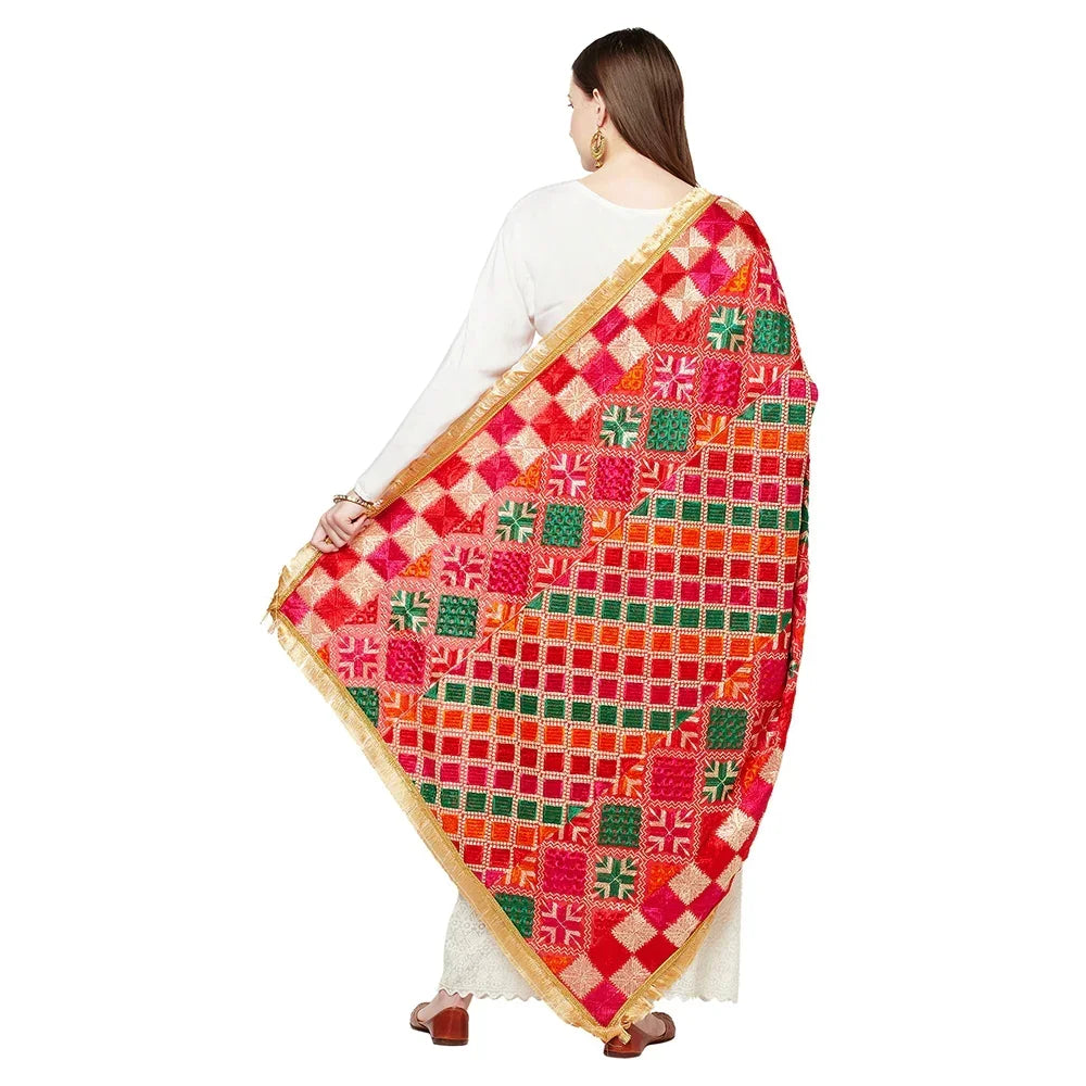 Zig Zag Multicolored Gotta Patti Phulkari Dupatta By The Amritsar Store - The Amritsar Store