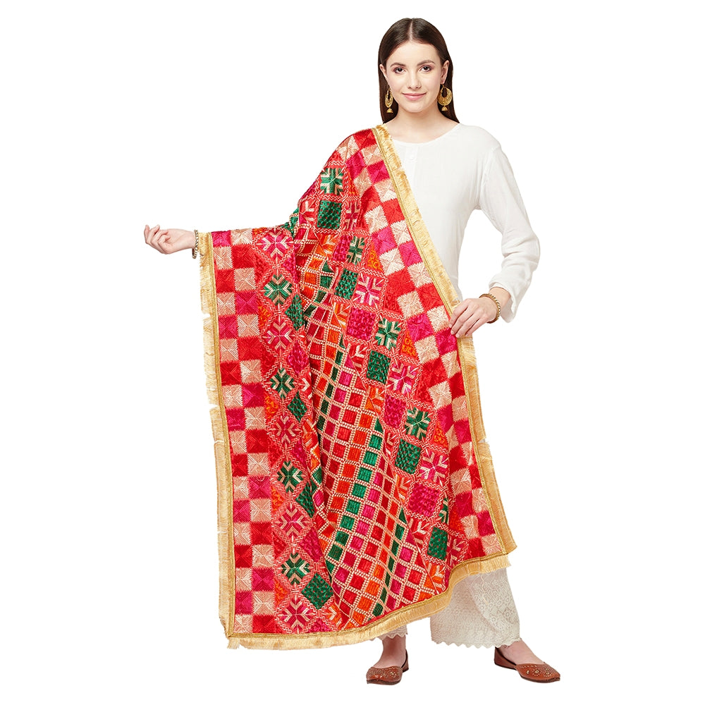 Zig Zag Multicolored Gotta Patti Phulkari Dupatta By The Amritsar Store - The Amritsar Store
