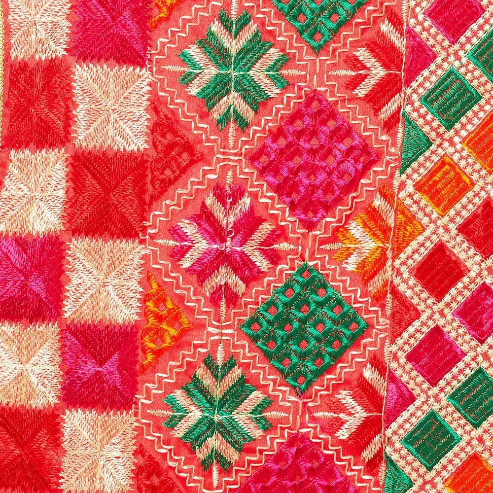 Zig Zag Multicolored Gotta Patti Phulkari Dupatta By The Amritsar Store - The Amritsar Store