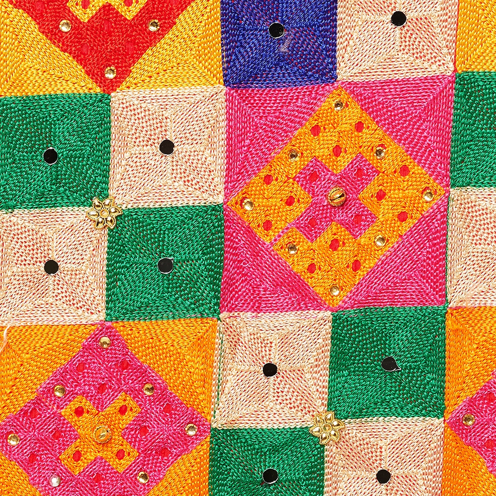 Ghungru Multicolor Mirror Work Phulkari Dupatta By The Amritsar Store - The Amritsar Store