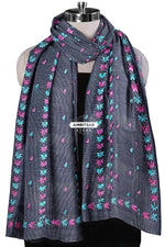 Navy Blue Phulkari Dupatta | Hand Embroidered Punjabi Dupatta Phulkari