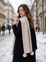 Neutral Check Wool Scarf – Soft Winter Scarf for Men & Women | The Amritsar Store - The Amritsar Store