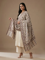 Women's Off-White Stole with Floral Accent | The Amritsar Store - The Amritsar Store