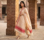 Phulkari Dupatta - Off-White with Pink & Orange Embroidery | The Amritsar Store - The Amritsar Store