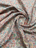 "The Amritsar Store Pastel Jaal Fine Wool Stole with Multitone Paisley and Floral Weave"