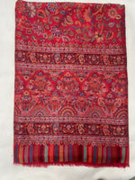 Majestic Peacock Garden Jaal shawl by The Amritsar Store featuring an intricate multicolor woven floral and peacock pattern.