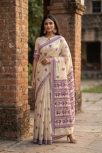 Phulkari Saree – Hand Embroidered Peacock Motif Saree | The Amritsar Store - The Amritsar Store