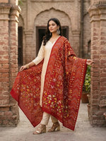 Phulkari Bagh Dupatta – Hand Embroidered Maroon Punjabi Bagh | The Amritsar Store - The Amritsar Store