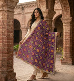 Phulkari Dupatta – Embroidered Purple Punjabi Dupatta | The Amritsar Store - The Amritsar Store