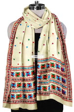 Phulkari Dupatta Hand Embroidered on Lemon Color With Multicolor Threads Phulkari