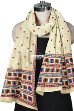 Phulkari Dupatta Hand Embroidered on Lemon Color With Multicolor Threads Phulkari