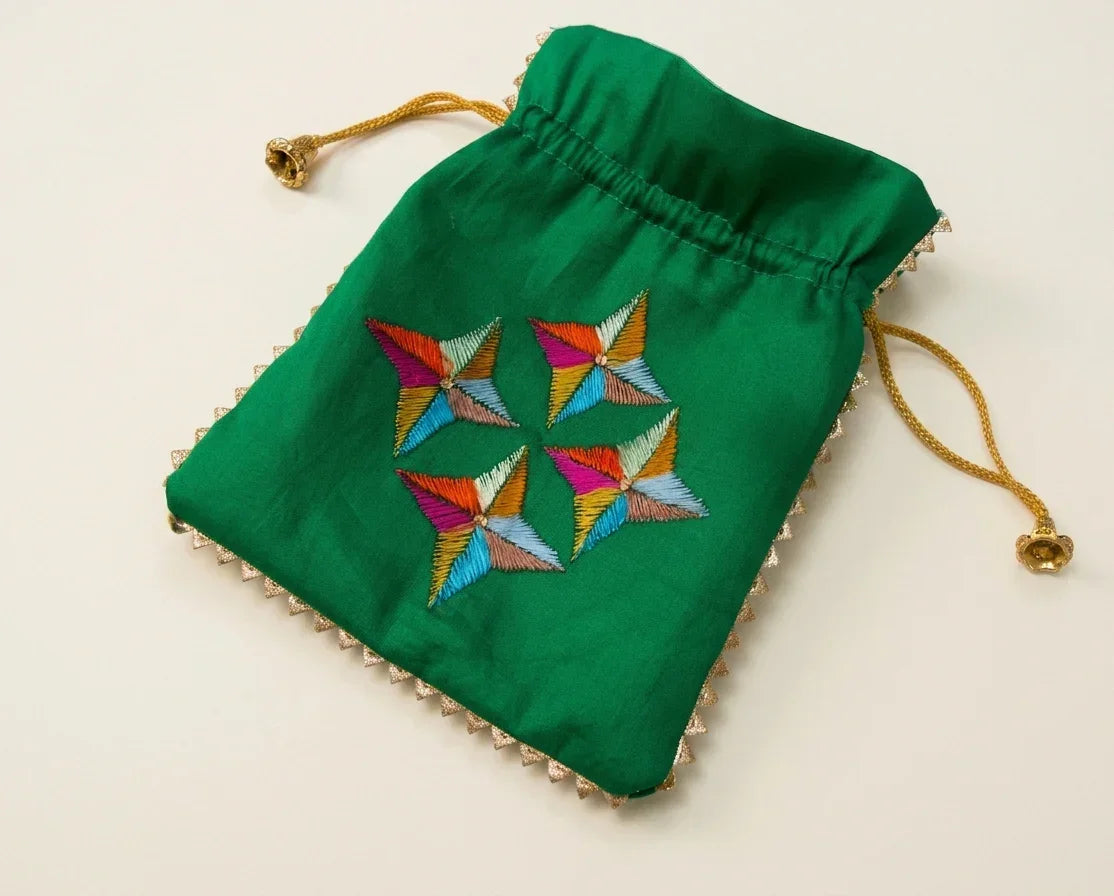 The Amritsar Store Phulkari Embroidered Potli Bag For Women - The Amritsar Store