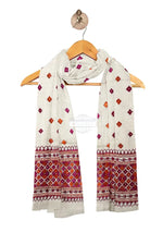 Phulkari Handcrafted Off-White Dupatta with Multicolor Embroidery’ Phulkari
