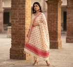 Phulkari Dupatta - Off-White with Pink & Orange Embroidery | The Amritsar Store - The Amritsar Store