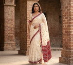 Phulkari Saree – Hand Embroidered White Bagh Saree For Women | The Amritsar Store - The Amritsar Store