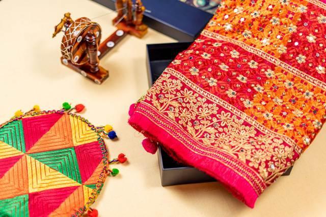 Phulkari Dupatta For Wedding Amritsar Handmade Embroidery Traditional Colorful Dupatta With Tassels Mangeta Color 2.15 Mtr x 1.00 Mtr - The Amritsar Store