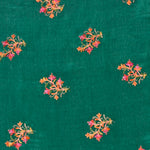 Handmade Intricate Aari Embroidery Buti Work With Four Side Border Dupatta in Green & Navy Shade By The Amritsar Store - The Amritsar Store