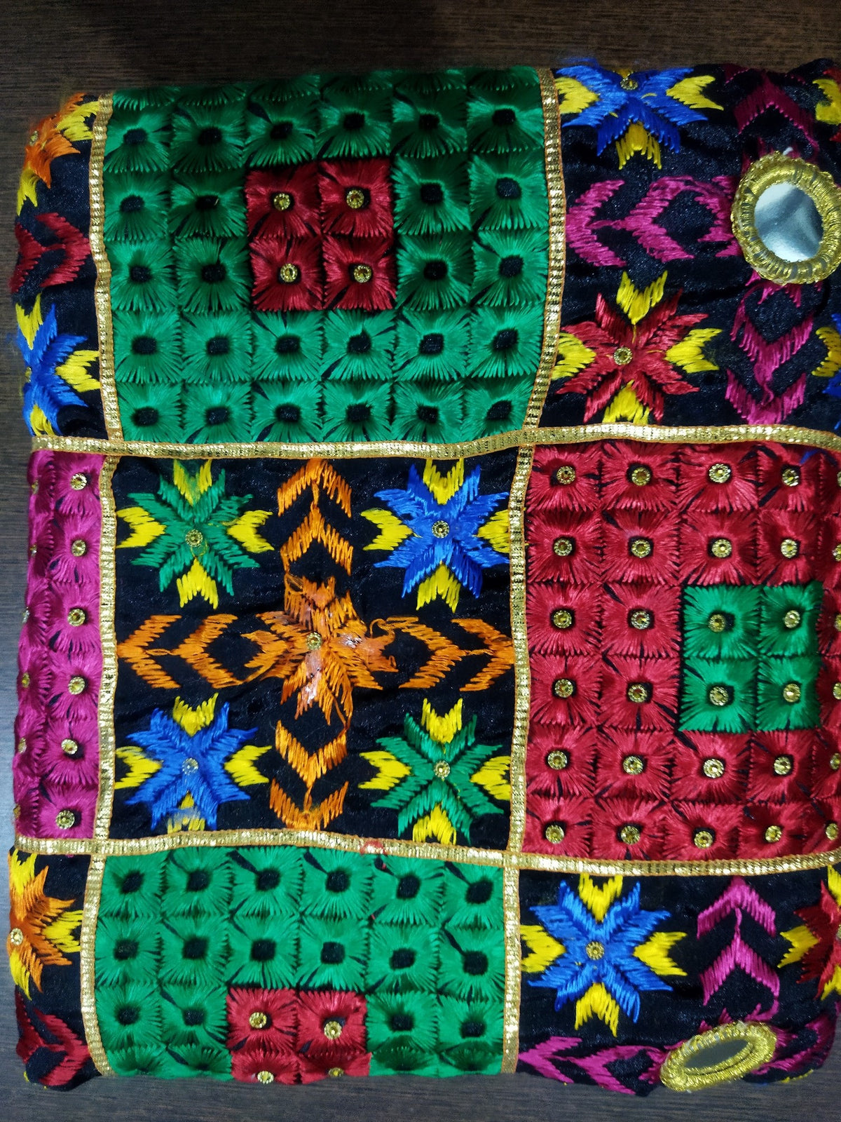 Multicolor Hand Embroidery Phulkari Dupatta with Mirror Work and Gotta Patti by The Amritsar Store - The Amritsar Store