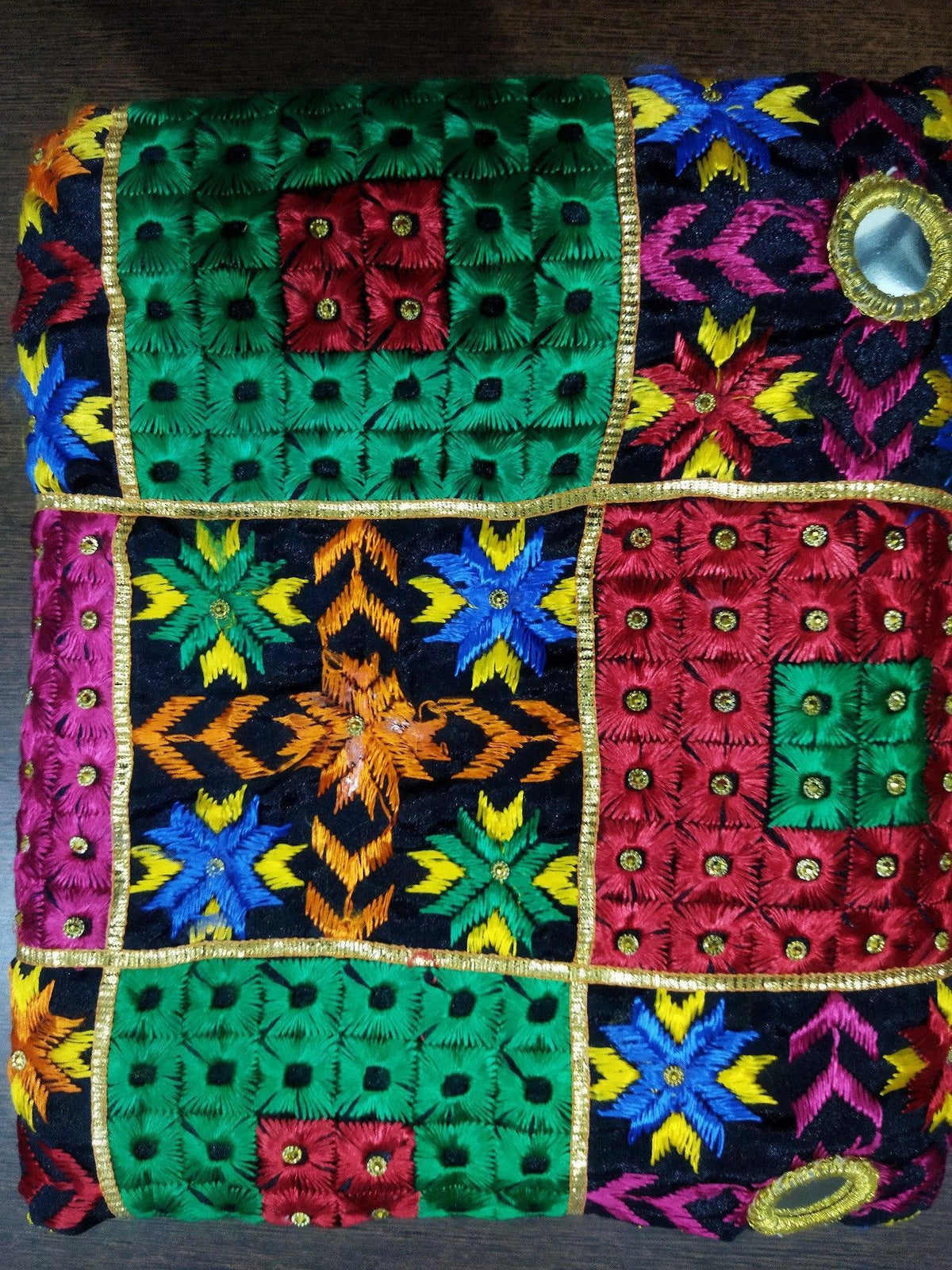 Multicolor Hand Embroidery Phulkari Dupatta with Mirror Work and Gotta Patti by The Amritsar Store - The Amritsar Store