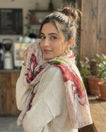 Vintage Horse Polo Print Scarf – Beige & Rust Brown Summer Scarf | The Amritsar Store - The Amritsar Store