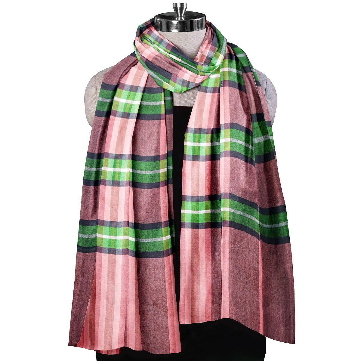 Women Scarf, Multicolor Bamboo Silk Scarf, Soft & Fine Quality with Check Pattern All Season Stole Size 2.00 x 0.70 Mtr Weight 120 Grams - The Amritsar Store